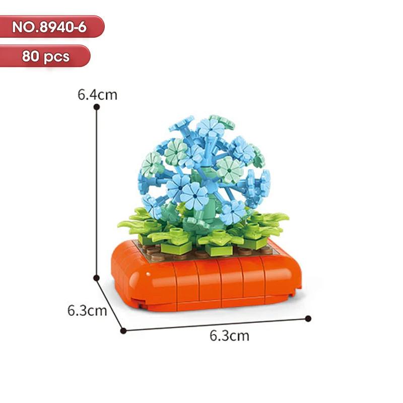 New Flowers Succulents Building Blocks Everlasting Bonsai Tree Gardens Romantic Girls Bricks Potted Plants Hot Model Kids Toys