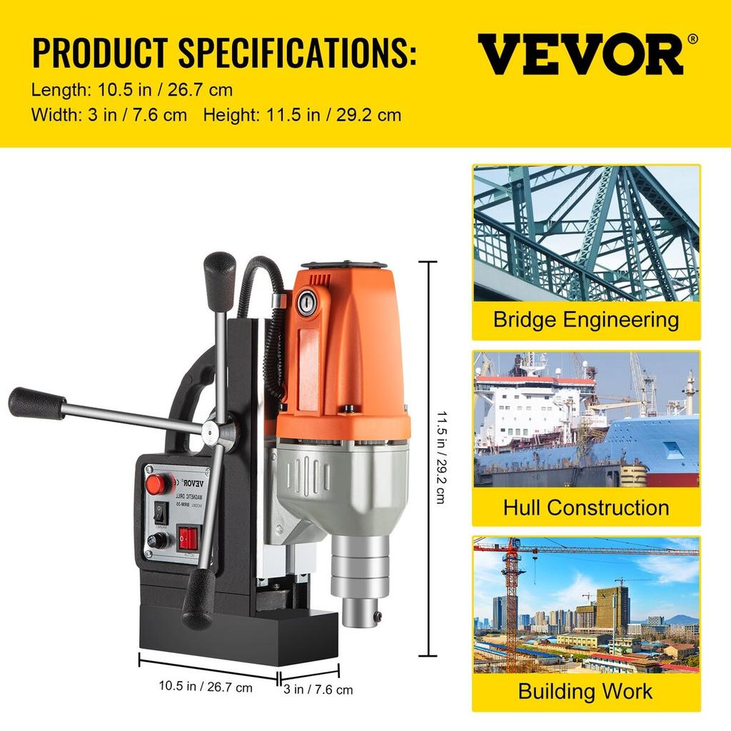 Magnetic Drill 220V-240V Magnetic Drilling Machine 980W, Metal Drill Press High Power 680 Rpm, Multi-Function Metal Drill Press 35MM Core Drilling