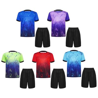 Sportanzug für Kinder und Jungen, Fußball-Outfits, stilvolles bedrucktes Kurzarm-T-Shirt mit Shorts, 2-teiliges Activewear-Set, Basketball-Lauf-Trainingsanzug-Outfit