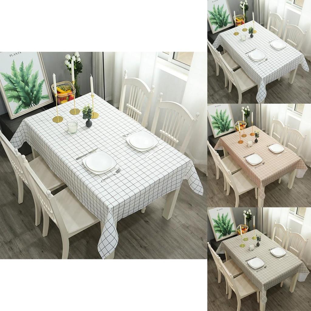 Peva Tablecloth With Simple Plaid Design Waterproof And Easy To Clean**