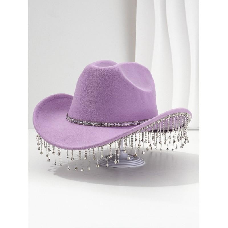 Unique Sweet Party Hat With Square Rhinestone Chain Tassel Music Events