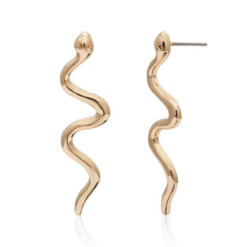 ZRM Snake-shaped Long Earrings Women Girl Simple Punk Femme Pendientes Mujer Party Curved Alloy Geometry Earring Jewelry