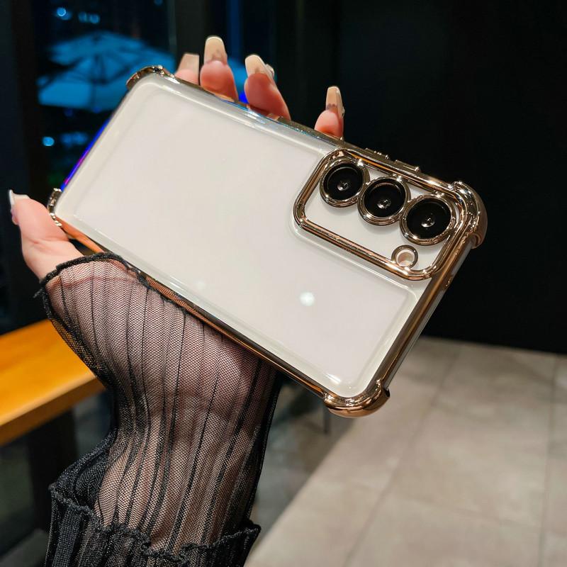 Beschichtung Transparent Klar Stoßfest Abdeckung Kamera Objektiv Volle Schutzhülle Handy Zurück Fall für Samsung