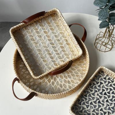 Handmade Rattan, Shell Color, Storage, Home Living Room, Light Luxury, Picnic Fruit Basket, Candy Restaurant, Ear Tray