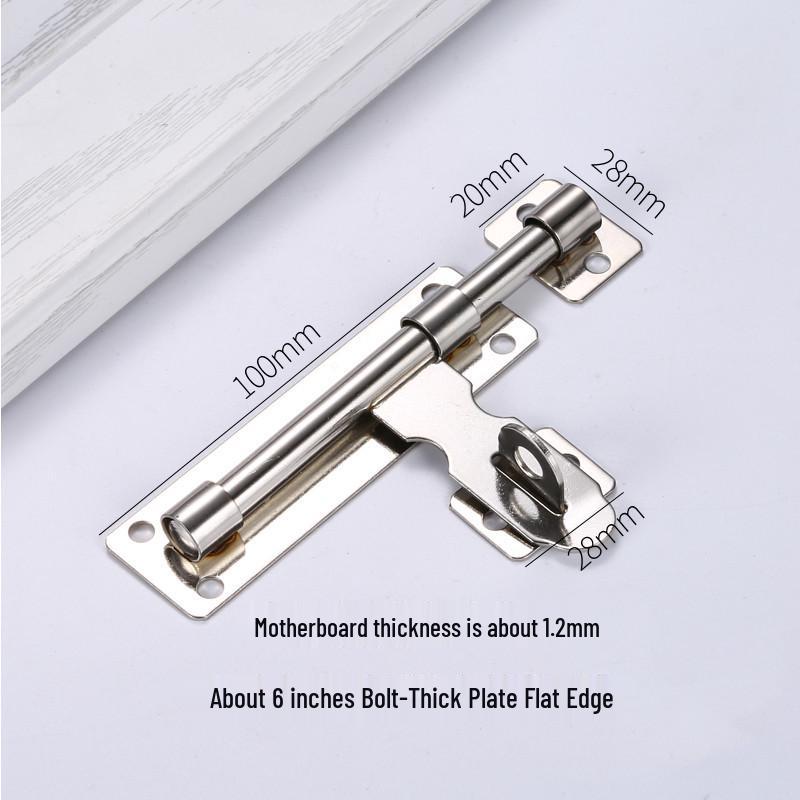 304 Stainless Steel Padlockable Door Bolt - Anti-theft, Thickened for Wooden or Room Doors, Universal Left/Right Fit.