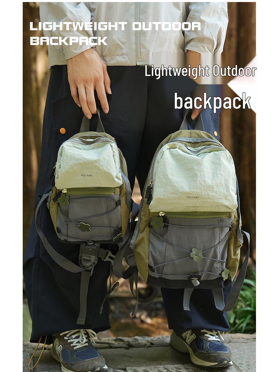 

Trendy Waterproof Outdoor Sports Backpack - Color Block, Wear-Resistant, Small for Cycling & Camping, Couple Style Small 20*11*26cm зелёный