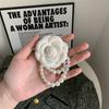 Multicolor Camellia Brooch Women Retro White Black Red Pink Wool Scarf Buckle Girls Pearl Brooches Elegant Jewelry Accessories