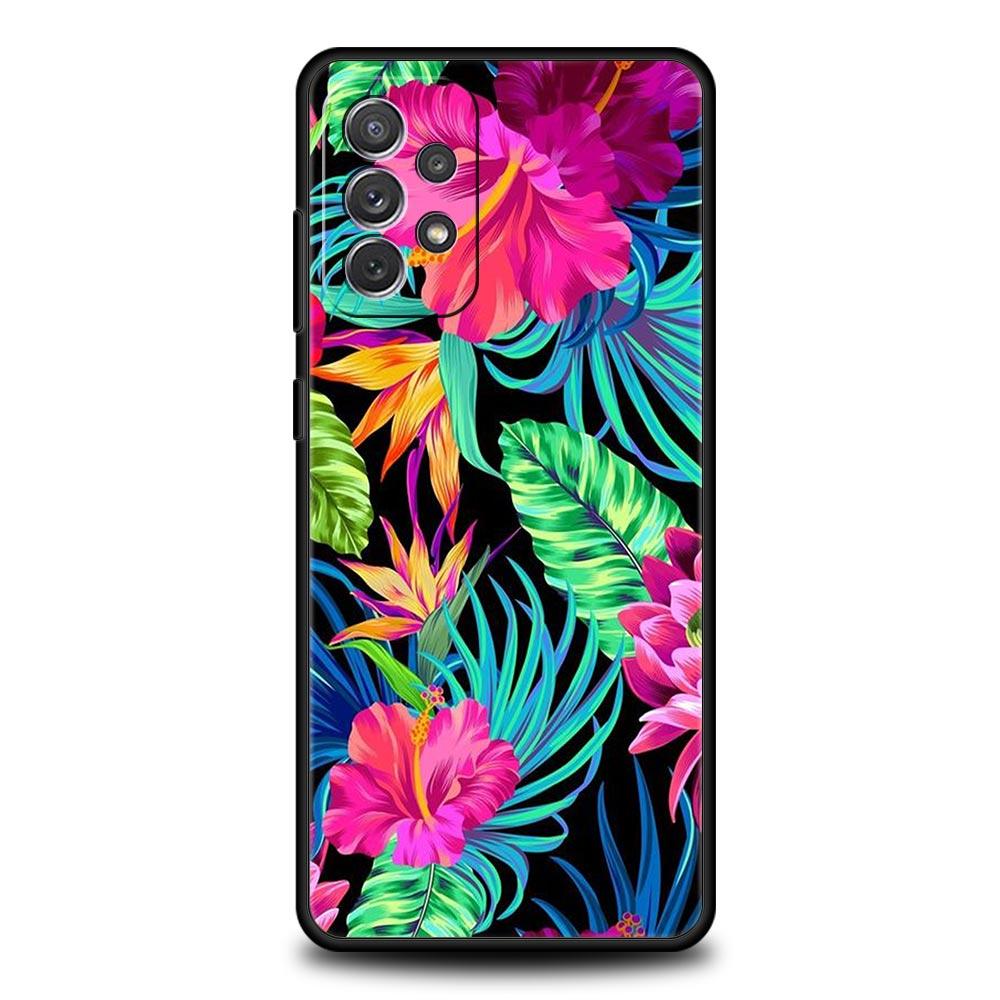 Vintage Banana Leaf Flower Case for Samsung A51 A71 A21S A12 A11 A15 A25 A31 A41 A52 A32 A23 A33 A53 A73 A03S A05S A13 5G Cover