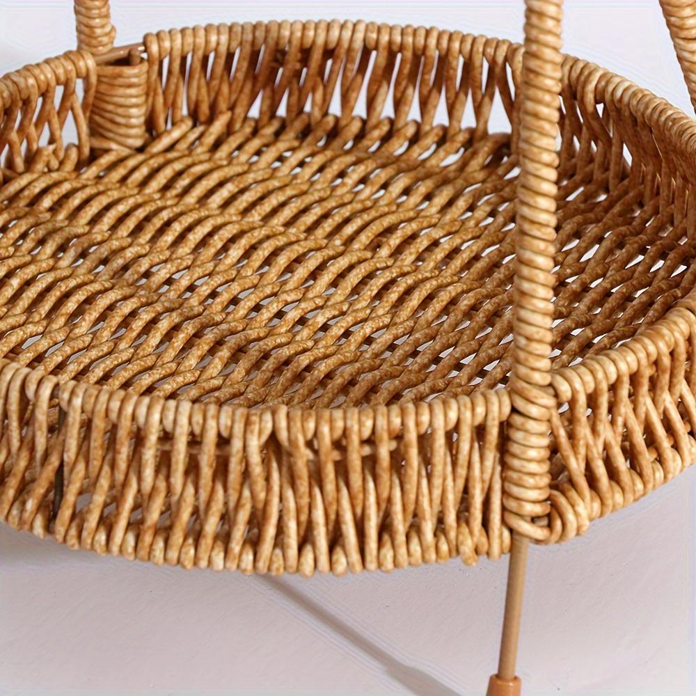 Portable Woven Plastic Storage Rack - Kitchen Tray, Flower Basket, Desk Organizer for Small Items. Multi-Purpose & Decorative.