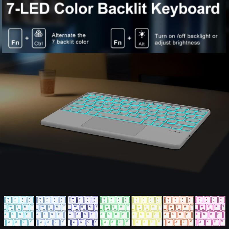 Compatible Bluetooth Keyboard and Backlit Protective Case for Samsung S10FE/S9/S8 Tablet and S11 Ultra.