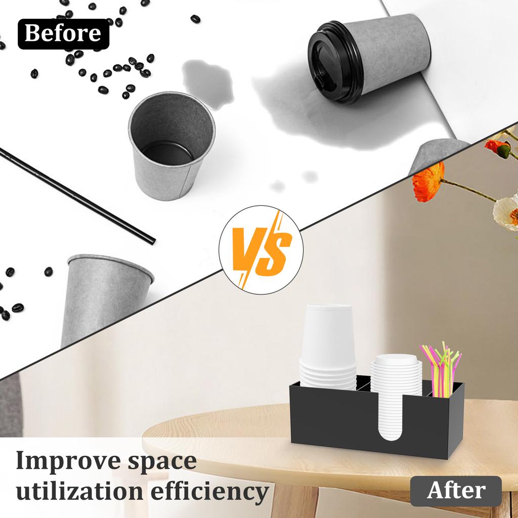 Disposable Cup Storage Holder Coffee Paper Cup Dispenser Storage Box Acrylic Countertop Desktop Kitchen Organizer Multi-purpose