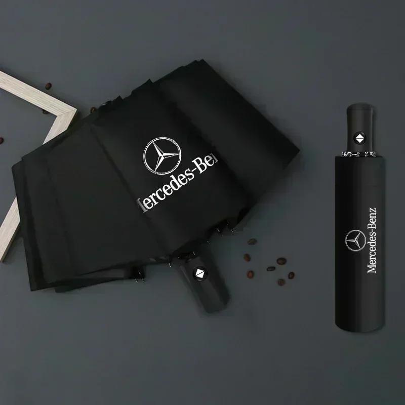Car For Mercedes-Benz AMG Car Logo Automatic Folding Windproof Sunshade Umbrella For Mercedes Benz C180 C200 C260 C300 W108 W124 OU2