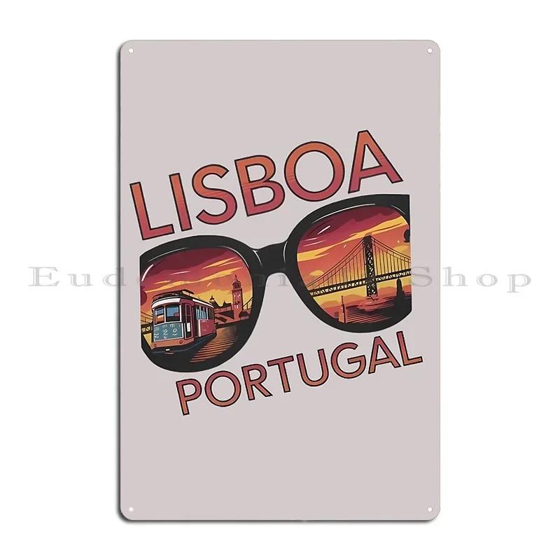 Lisboa Lisbon Portugal Sunglasses Travel Metal Signs Retro Character Garage Cave Wall Cave Tin Sign Poster 20x30cm(7.8x11.8inch)