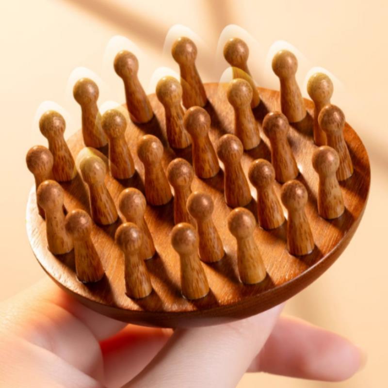 Sandalwood Disc Wooden Massage Scalp Wide Tooth Scalp Comb Round Tip Scalp Tool Wet Dry Hair Massage Comb