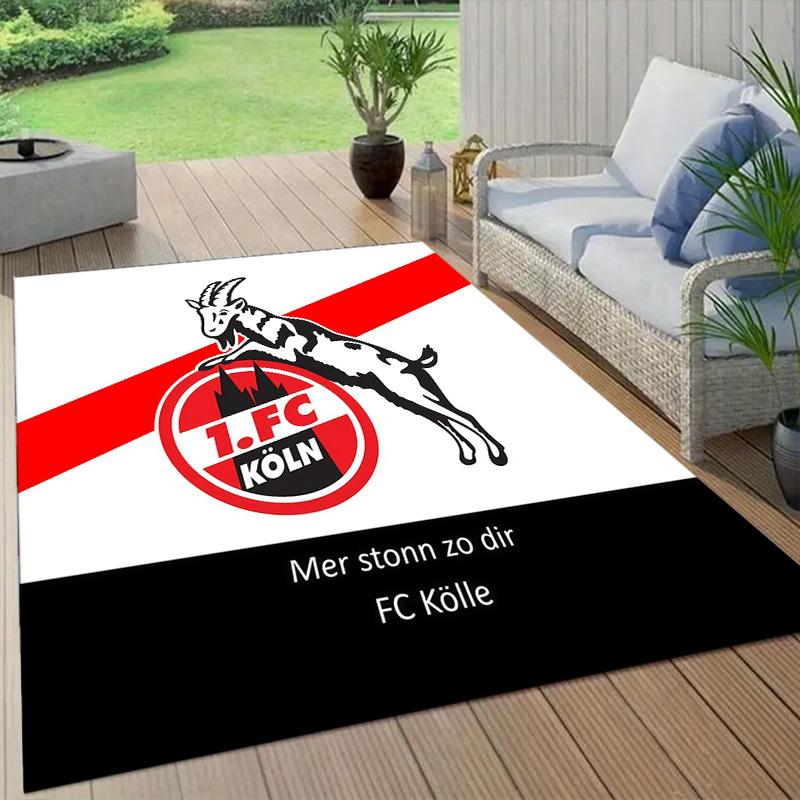 1. Tappeto Quadrato a Fantasia Flanella FC Köln, Tappeto da Area, Tappeto per Soggiorno Camera da Letto Divano Sala Giochi Decorazione, Tappetino Antiscivolo