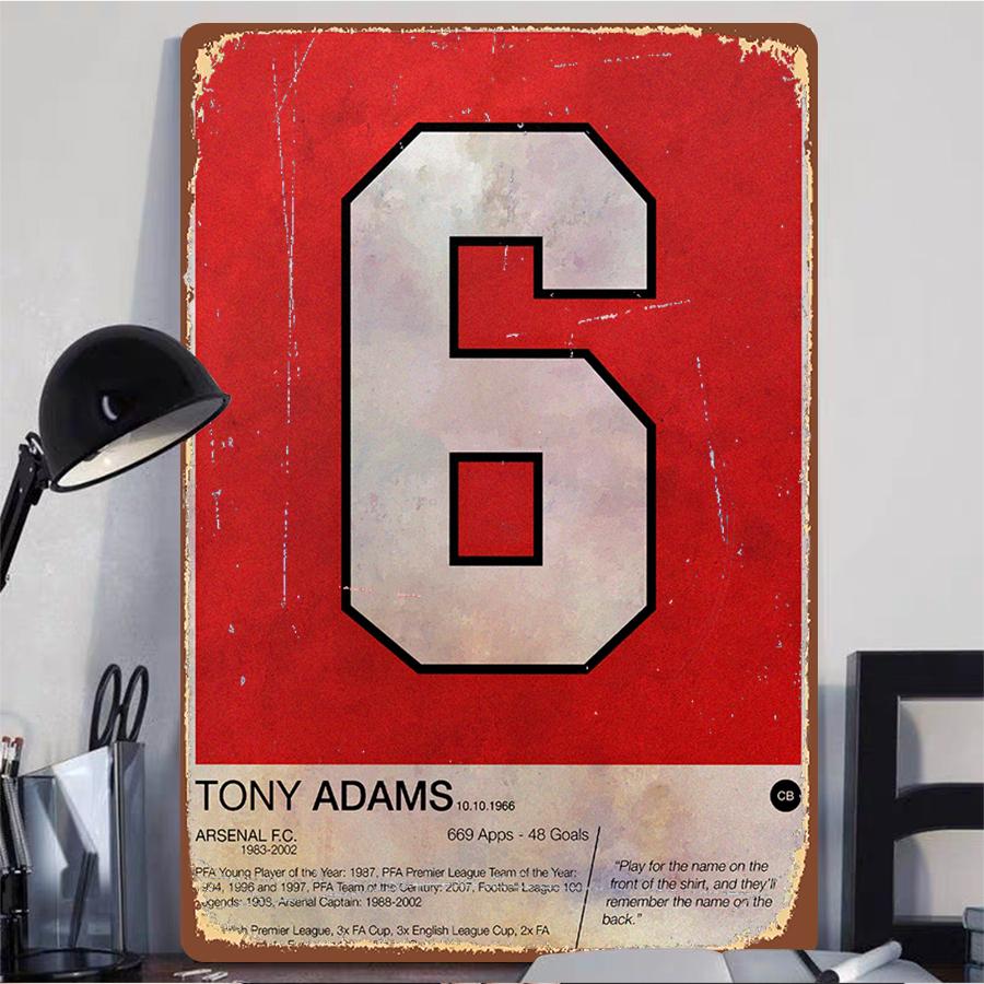 Arsenal Legend Tony Adams Number 6 Iron Painting 669 Apps 48 Goals Football Souvenir Decor Art