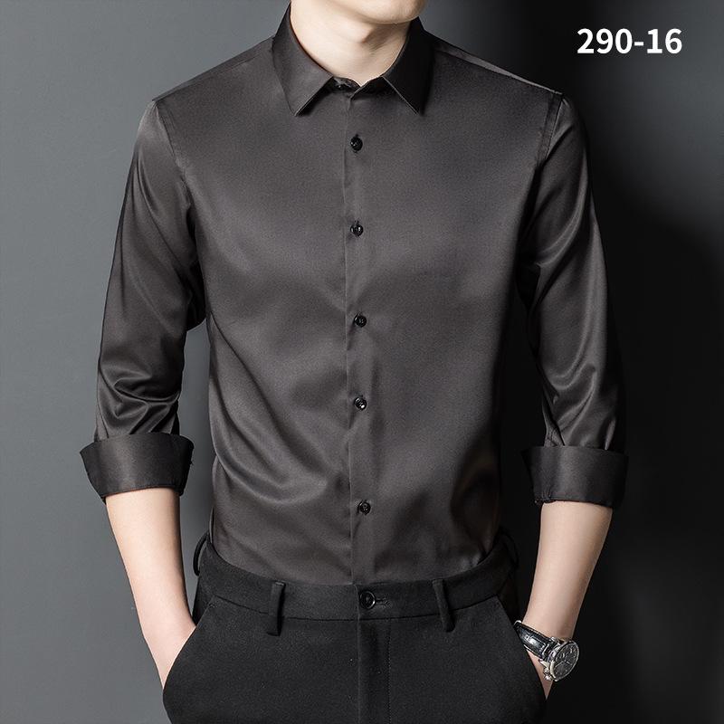 2024 Trend: Men's Slim Fit Mulberry Silk Formal Shirt - Iron-Free Professional Workwear