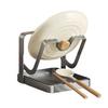 Countertop Pot Lid Holder While Cooking Kitchen Pot Lid Organizer with Spoon Rest Carbon Steel Pan Lid Storage Rack with Drip Tray
