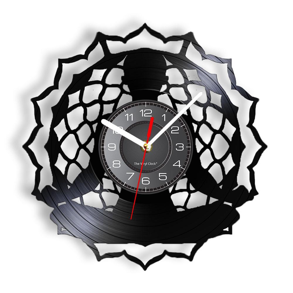 Om Yoga Studio Wall Clock Gymnastics Vinyl Record Wall Clock Zen Meditation Modern Design Decorative Clock Yogi Gift For Girl