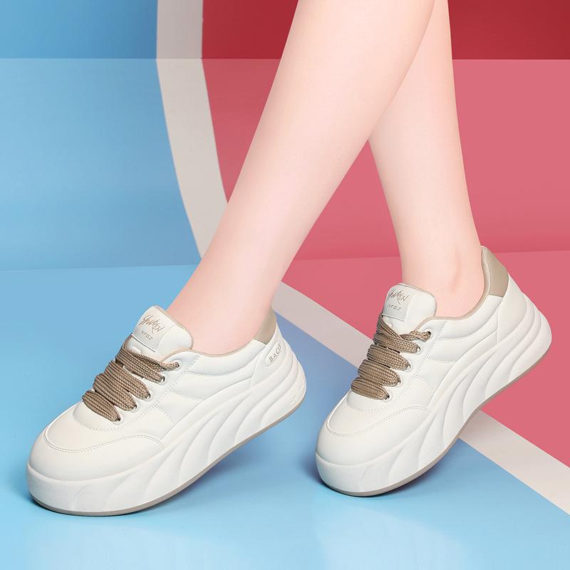 

Bread shoes platform white shoes spring versatile leather soft sole sports casual flat women s shoes 39