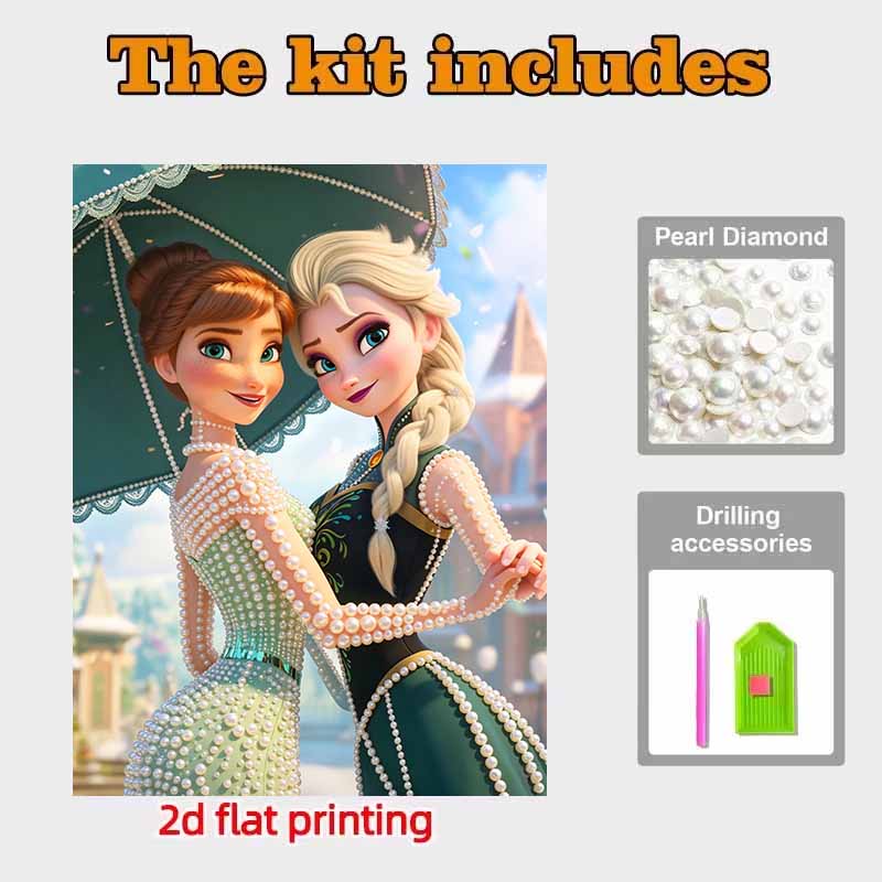Disney Pearl Painting Anna and Elsa DIY Pearl Art Painting Pearl Gem Painting Pictures Crafts Special Shape Home Wall Decoration
