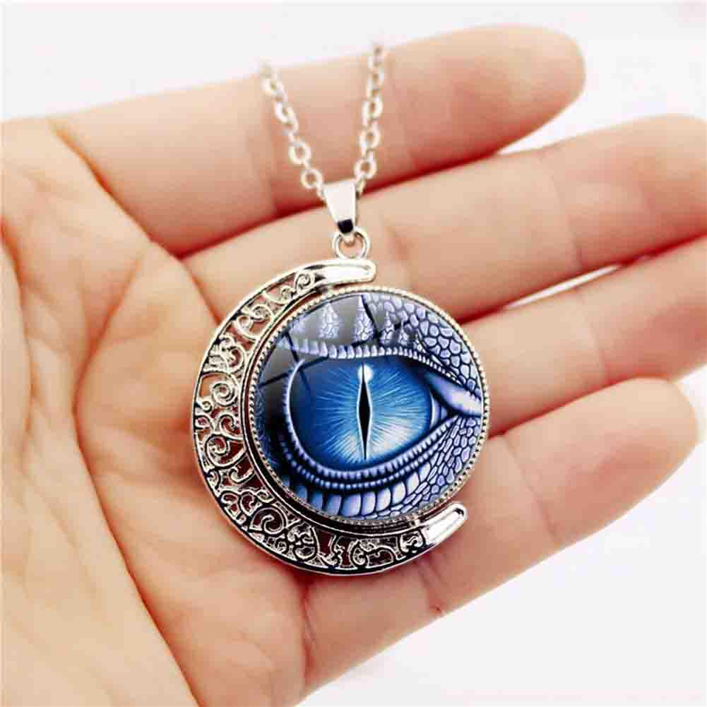 Thai Amulet Chinese Pixiu Dragon Eye Necklace Pendant Vintage Protect Charm Talisman Money Wealth Success Health Lucky Jewelry Buddhist Moon Chain