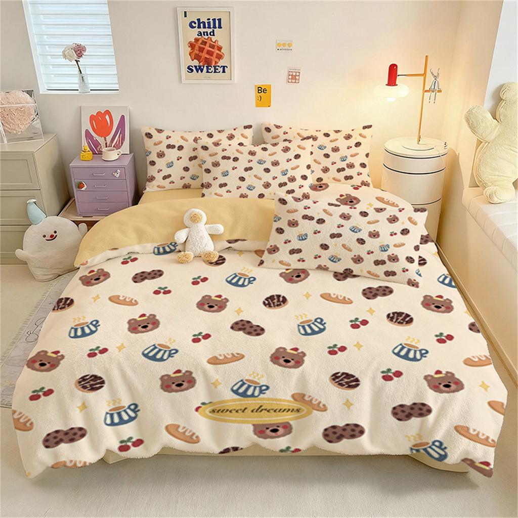Little Bear Cute Duvet Cover Set And Pillowcase For Boy Girl Bedroom Decor, Children Gift Single Double Large Size Duvet Cover