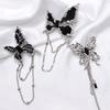 1Pair Wing Metal Butterfly Brooches Rhinestone Butterfly Tassel Badge Pin Women Gifts
