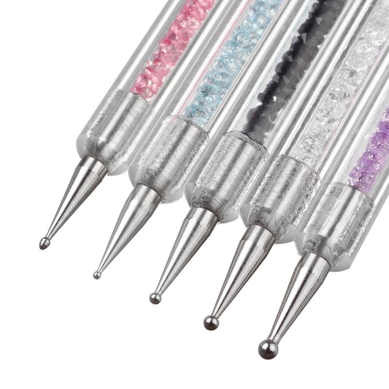 5Pcs Nails Art Dotting Pen Acrylic Drawing Liner Supplies Brush Rhinestone Gems Picker Uv Gel Painting Manicure Accessoires Tool