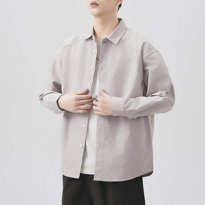 

New Japanese Retro Spring Long-sleeved Shirt Men s Oxford Cotton Shirt Shirt American Style 4XL