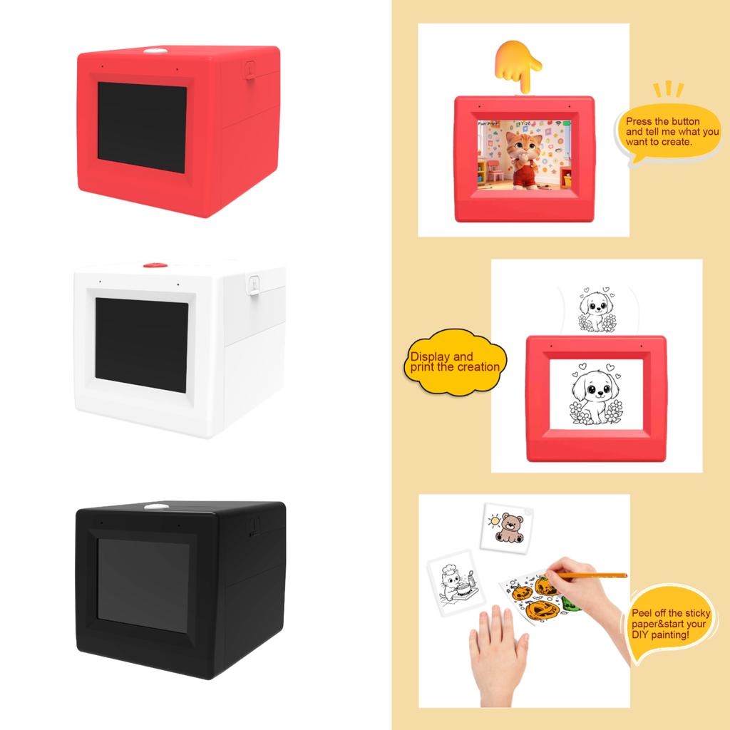 Q15 AI Thermal Printer Voice-Activated Pattern Printing A Creative DIY Toy for Parents and Kids Black