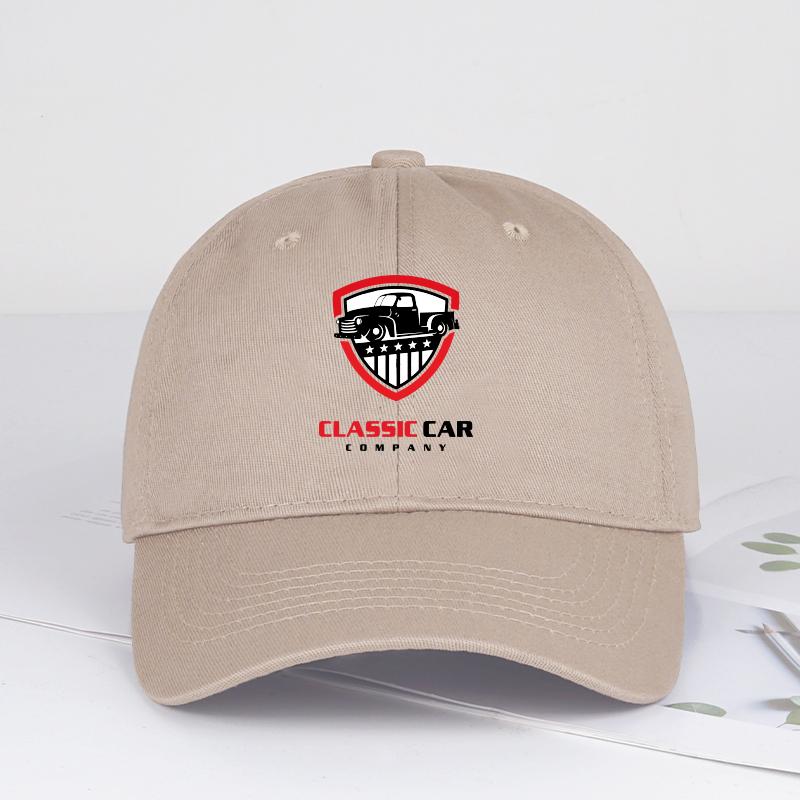 Retro Car Emblem Printed SoftTop Baseball Cap Soft Comfortable Lightweight Breathable Adjustable Vintage Rugged Automotive