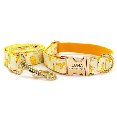 Personalisierte Banane Haustier Halsband Welpe Katze ID Marke Verstellbar Benutzerdefinierter Name Vergoldete Schnalle Orange Basic Hundehalsbänder Leine