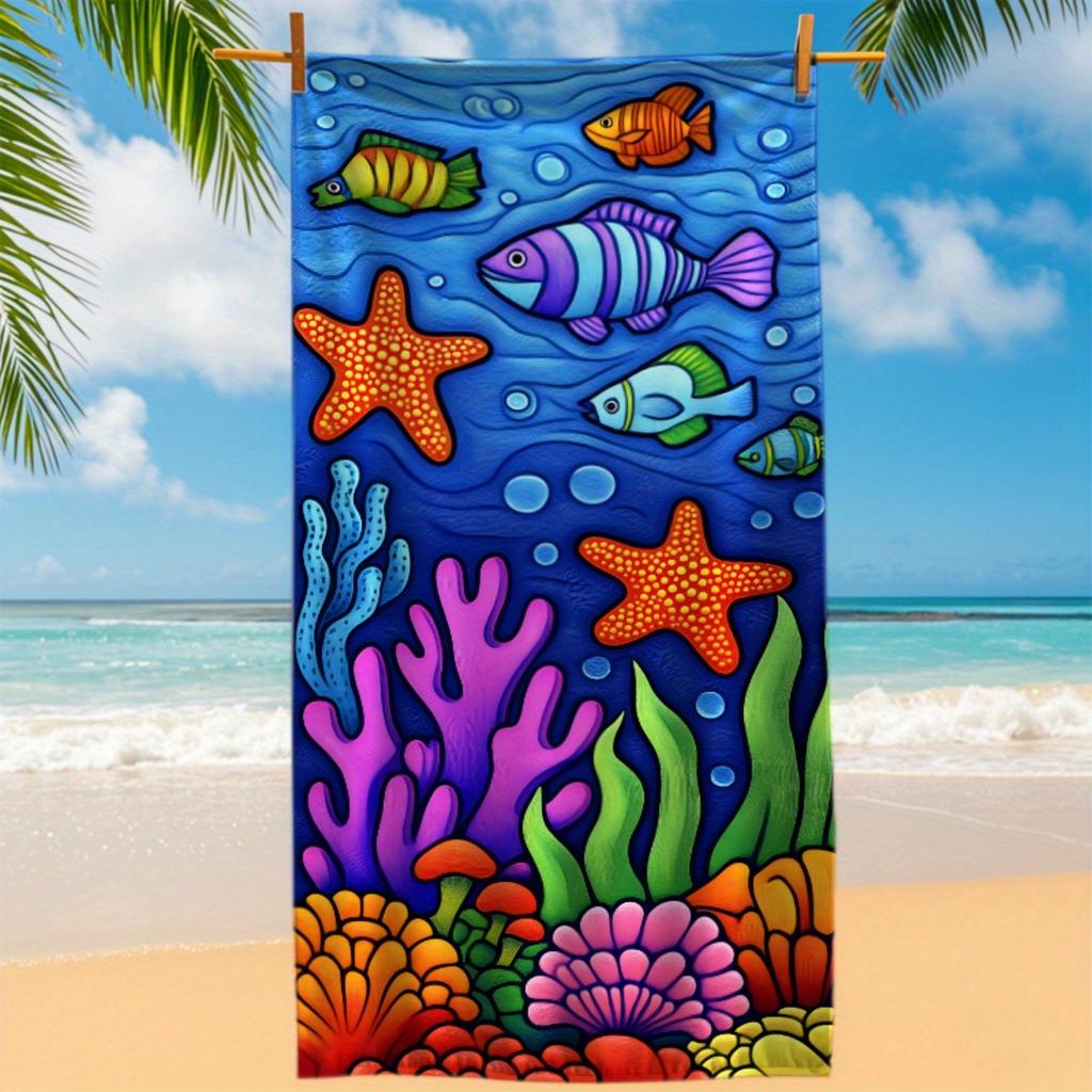 Lebendiges Unterwasserwelt Strandtuch Gemustert Sonnenschutz Und Winddicht Geeignet Für Schwimmbad Camping Reise Decke