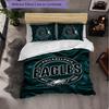 Set Biancheria da Letto in Microfibra con Fantasia Philadelphia Eagles 3 Pezzi Decorativo Copripiumino per Camera da Letto Uso Domestico