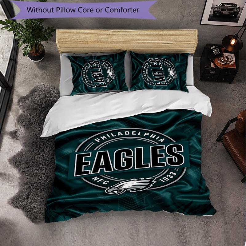 Set Biancheria da Letto in Microfibra con Fantasia Philadelphia Eagles 3 Pezzi Decorativo Copripiumino per Camera da Letto Uso Domestico
