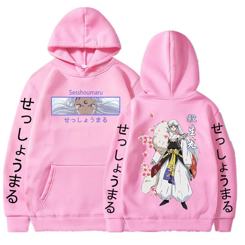 Japanese Anime InuYasha Sesshomaru Hoodie Fashion Men's Manga Double Sided Print Hooded Sweatshirts Unisex Pullovers Streetwear