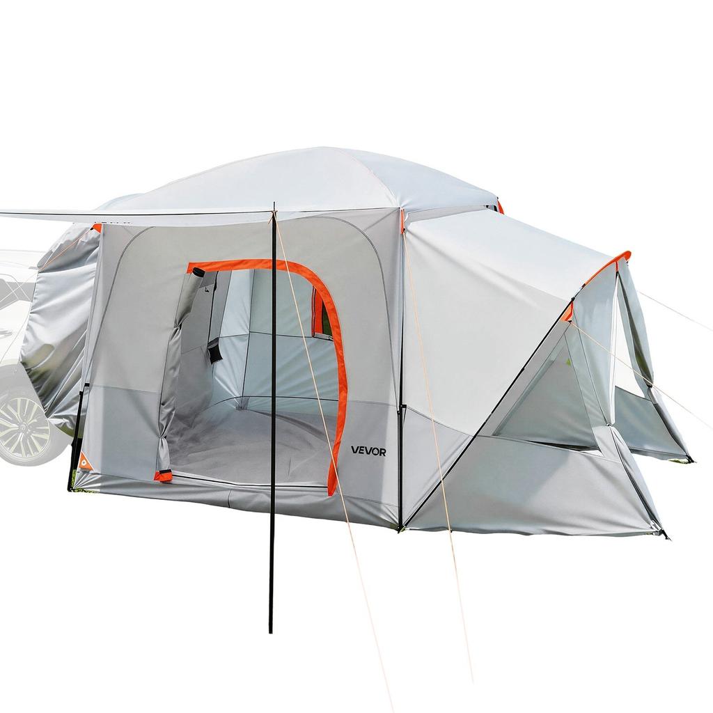 SUV Camping Tent for 5-9 Person, 3.96 x 3.05m 3-Season SUV Tailgate Tent with Ventilated Windows, PU2000mm Waterproof Dual-Use Car Rear Hatch Tents