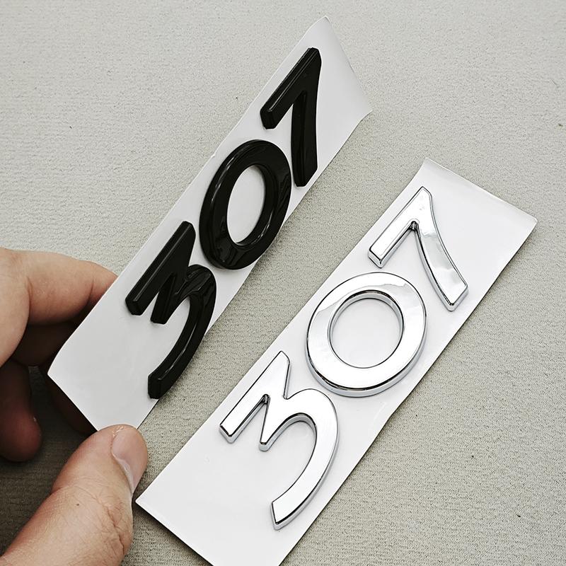 OQUP8 For Peugeot 308 307 301 Car Sticker Emblem Badge Logo Rear Trunk Hood Auto Decal Black Chrome Lettering Exterior Accessories