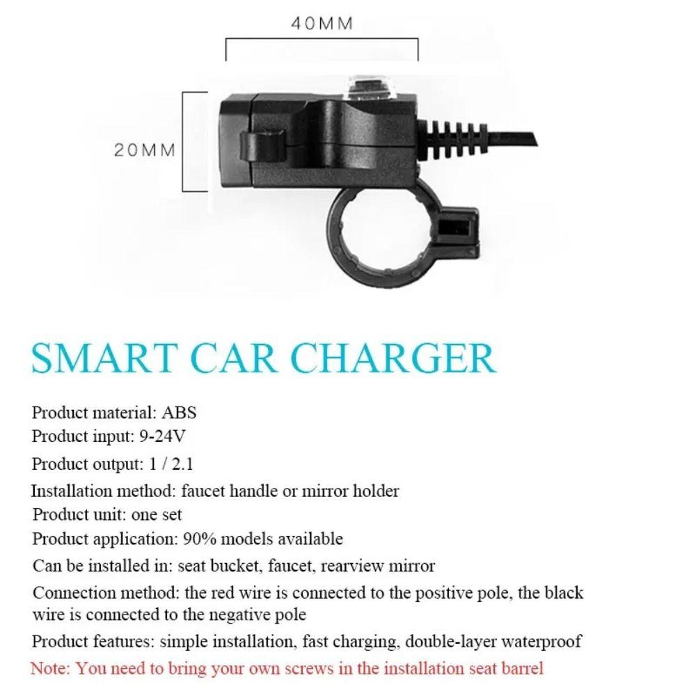 ABS Moto Charger Waterproof Cover Handlebar Mount Universal Motorcycle Dual USB Charger  E‑bike Use