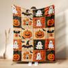 Soft Fleece Blanket Halloween Seasonal Use - Digital Print Cartoon Design Warm Lightweight Throw Bed Sofa Nap