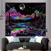 VIKAMA Fluorescent Starry Sky Mountain Tapestry Illusory Aurora Moon Night Landscape Tapestry Living Room Sofa Wall Decoration