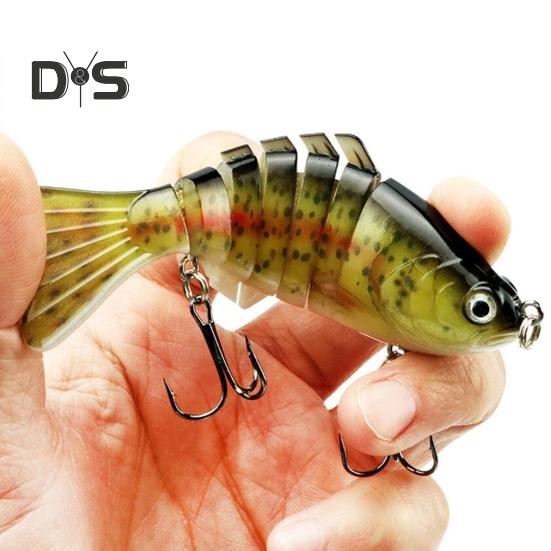10CM/15.5G Multi-Jointed Fishing Lure with Hooks Realistic 7-Section Swimbait Bionic Hard Artificial Bait Freshwater Saltwater Fishing Accessories