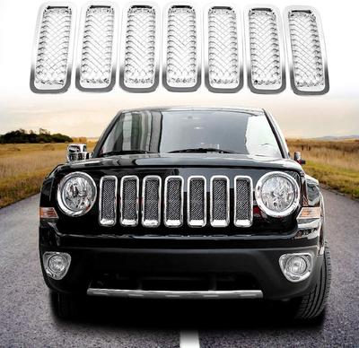 7 Piezas Inserto de Rejilla Delantera Cubierta de Rejilla Kit de Adorno Accesorios Cromados Pegatina ABS para Jeep Patriot 2011-2020