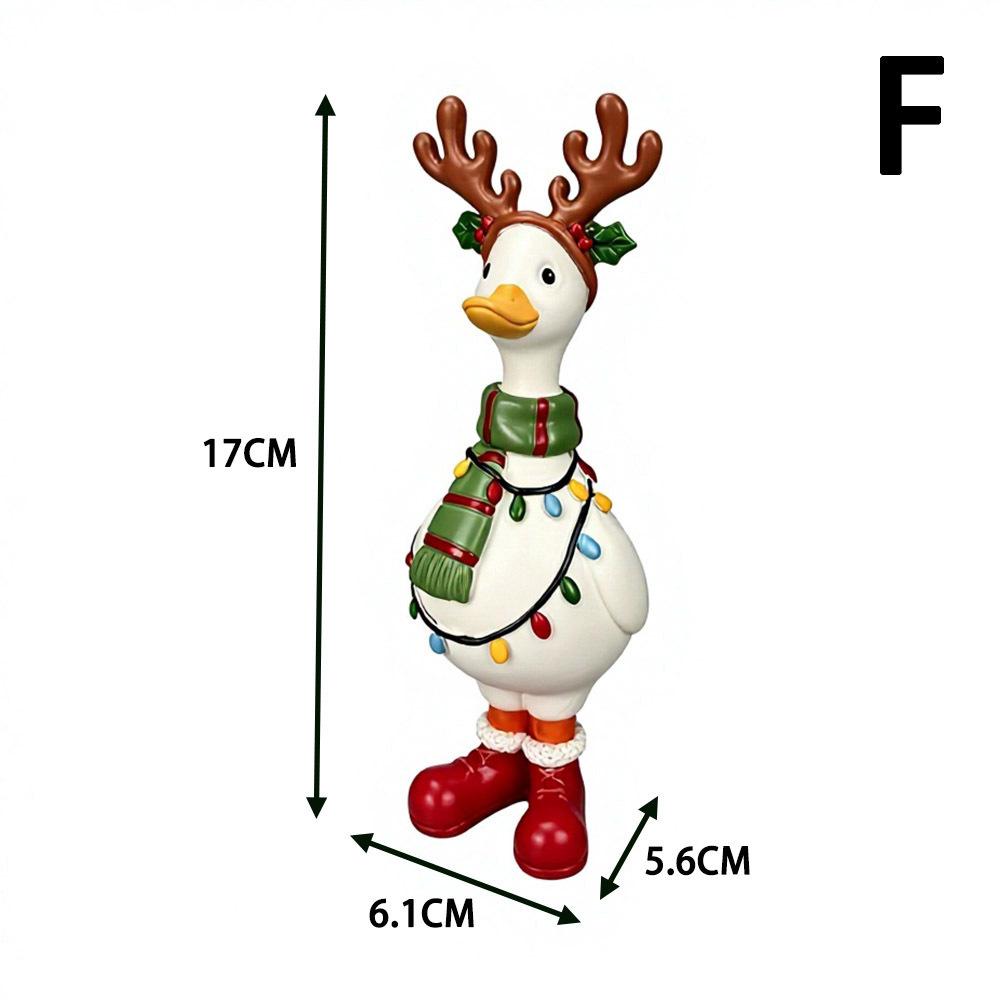 Christmas Duck Figurine - Creative Holiday Atmosphere Table Decoration Item - Resin Handicraft Display Piece