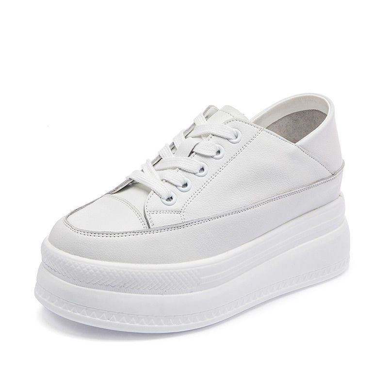 New heightening leather little white shoes thick-soled casual versatile little white shoes half-drag sandals small shoes