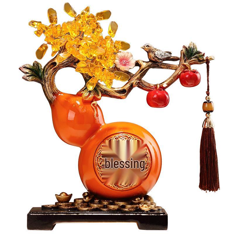 Persimmon Wealth-Attracting Gourd Ornament for Living Room, TV or Wine Cabinet