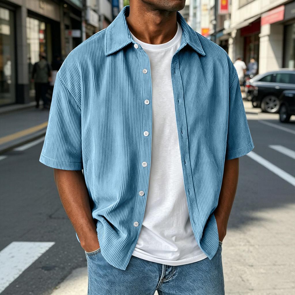 Men's Collared Top Men's Casual And Comfortable Short Sleeved Shirt