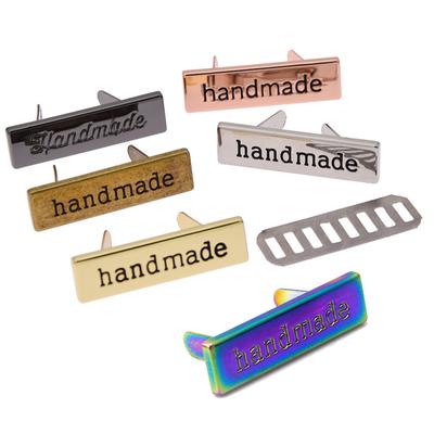 10Pcs Handmade Tone On Tone Rectangle Metal Purse Label Tags Sew Bags Metal Labels Diy Clothing Bags Hand Made Letter Sewing