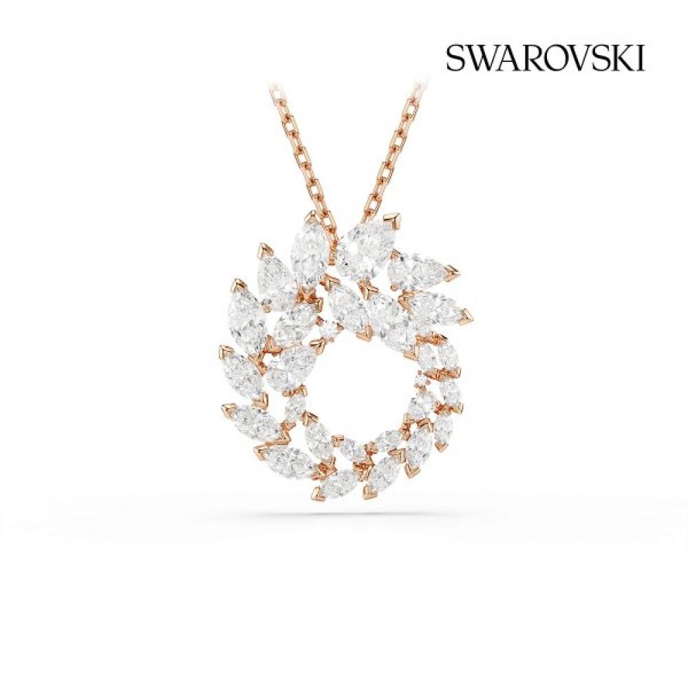 Swarovski Rose Gold Tone Round Pendant Necklace 5764188